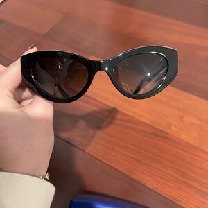 Stuart Weitzman Black Cat-Eye Sunglasses